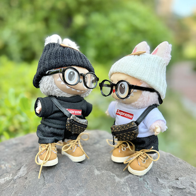 [Clothes only] First and second generation keychain Labubu clothes pendant Labubu super shirt + flanged bear hat cute