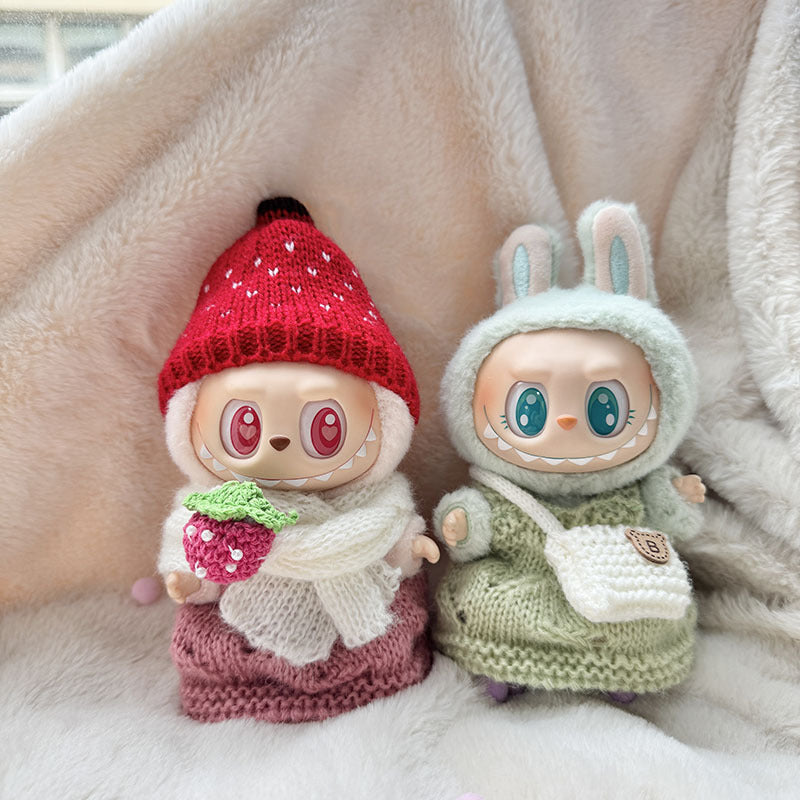 [Clothes only] First and second generation keychain Labubu clothes pendant Labubu sitting party knitted strap skirt