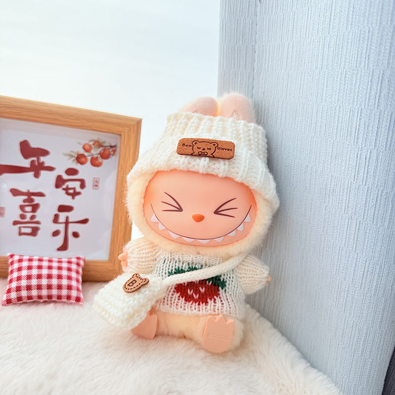 [Clothes only] One, two and three generations of keychains Labubu clothes pendant Labubu baby clothes knitted sweater hat set