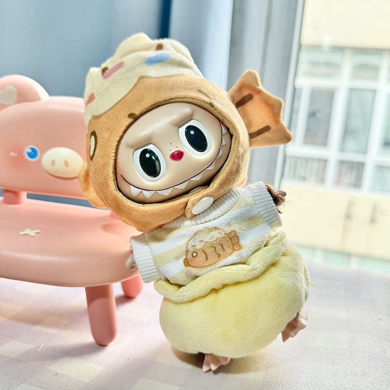 [Clothes only] 17cm keychain Labubu baby clothes blind box Labubu clothes snapper braised bread pants three-piece set