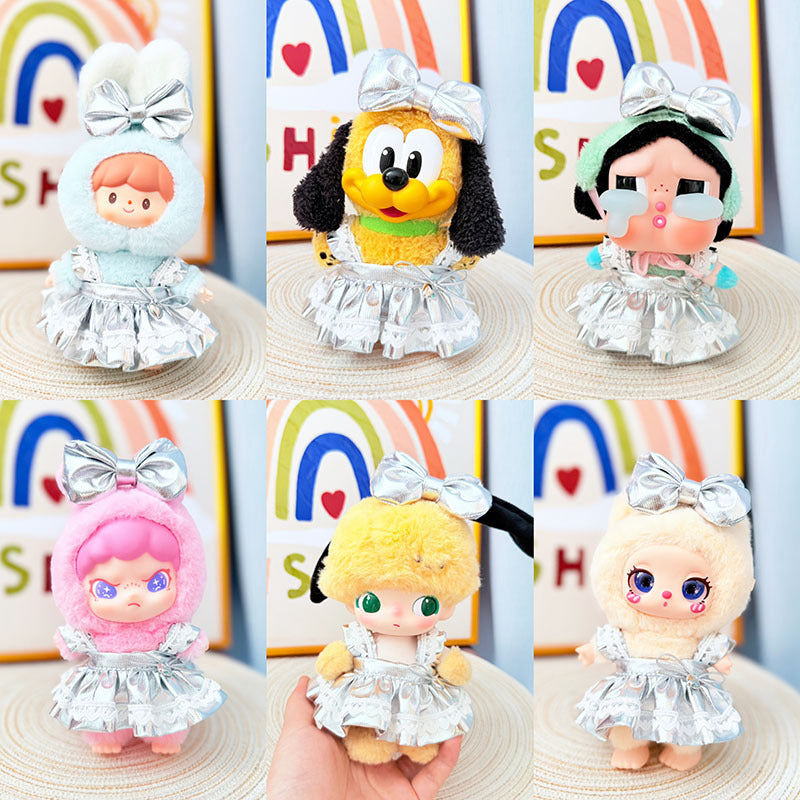 Clothes only] One, two and three generations Labubu clothes pendant Labubu sitting baby clothes silver moon light shadow overalls women