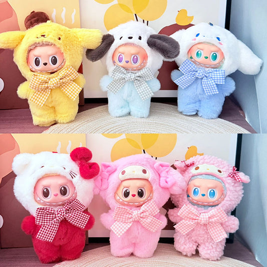 The first, second and third generation keychain Labubu clothes pendant Labubu baby Yipaqia dog small animal tote bag is cute.