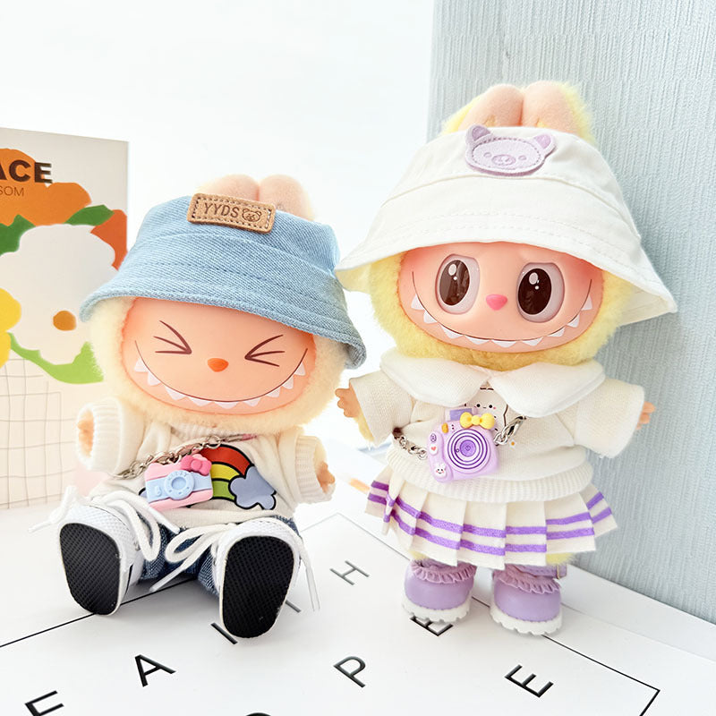 [Clothes only] 17cm Labubuva clothes LABUBU blind box sitting party first, second and third generation rainbow T suit.
