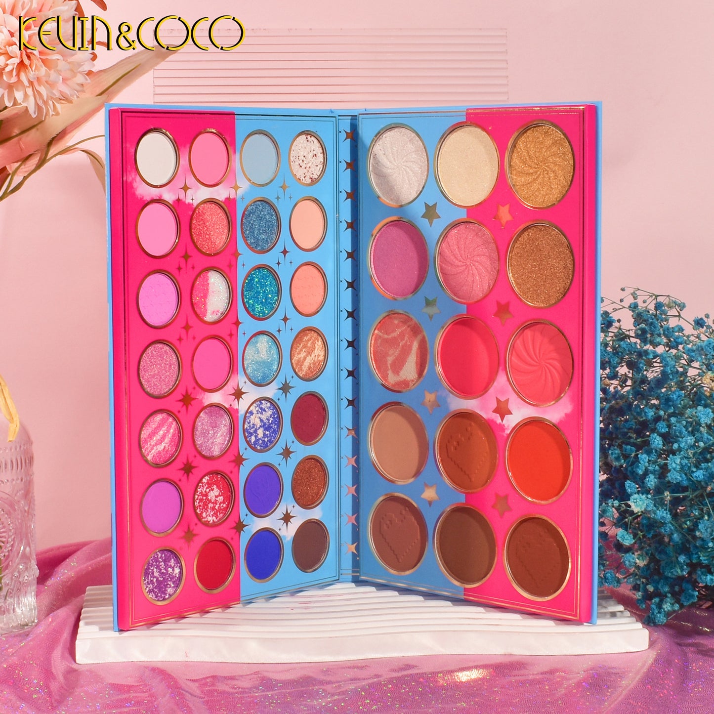 KEVIN & COCO 56-color eyeshadow disc super cute girl heart bright makeup artist special niche portable