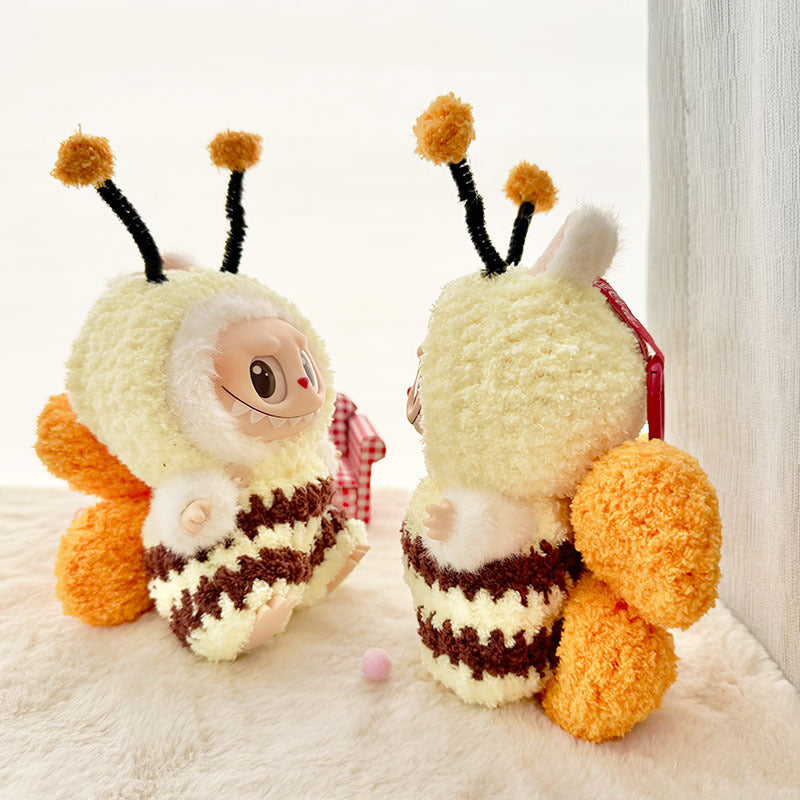 Clothes only] First and second generation Labubu clothes pendant Labubu sitting baby clothes pure handmade bee three-piece set cute
