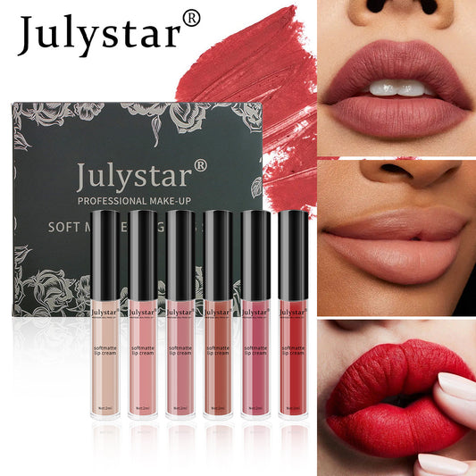 Makeup matte multi-color lip glaze, easy to color, long-lasting, non-fading, non-stick cup lipstick set box