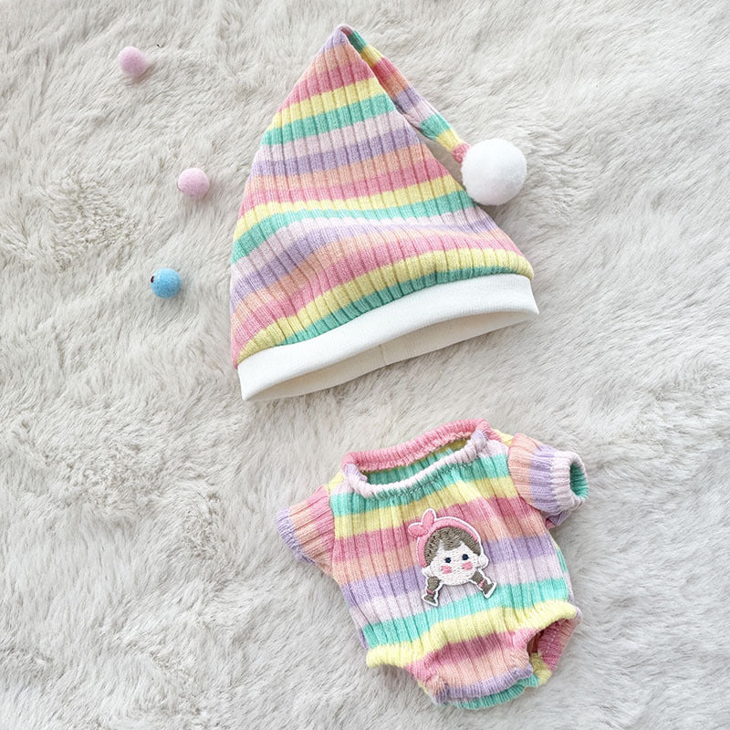 [Clothes only] First and second generation Labubu clothes pendant Labubu sitting party baby clothes rainbow girl two-piece set