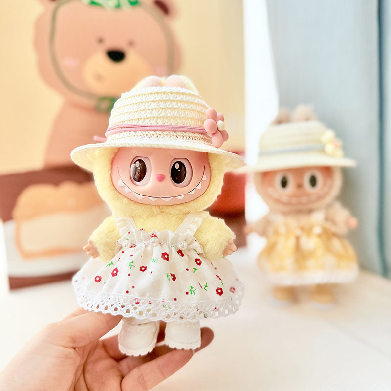 [Clothes only] First and second generation keychain Labubu clothes pendant Labubu baby clothes pastoral flower skirt cute