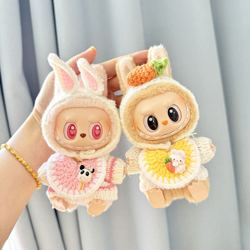 [Clothes only] One, two and three generations of keychains Labubu clothes pendant Labubu sweater headband Japanese three-piece set Moe