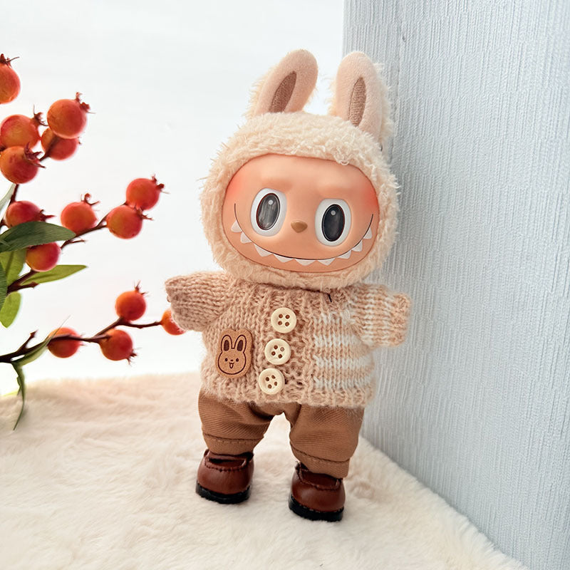 [Clothes only] First and second generation keychain Labubu clothes pendant Rab cloth button sweater jeans set cute