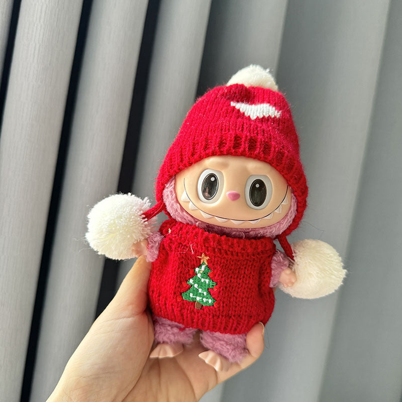 [Clothes only] Second-generation keychain Labubu clothes pendant Labubu sitting party biscuit man love hat