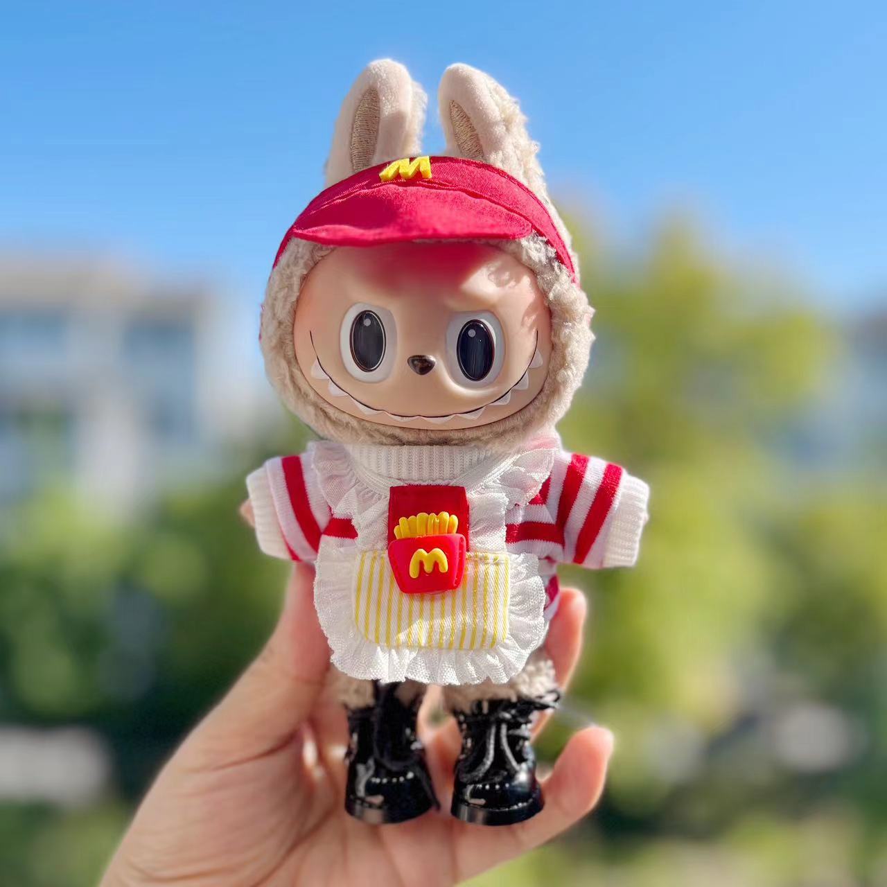 [Clothes only] 17cm Rab cloth pendant labubu keychain baby clothes apron M pawn suit