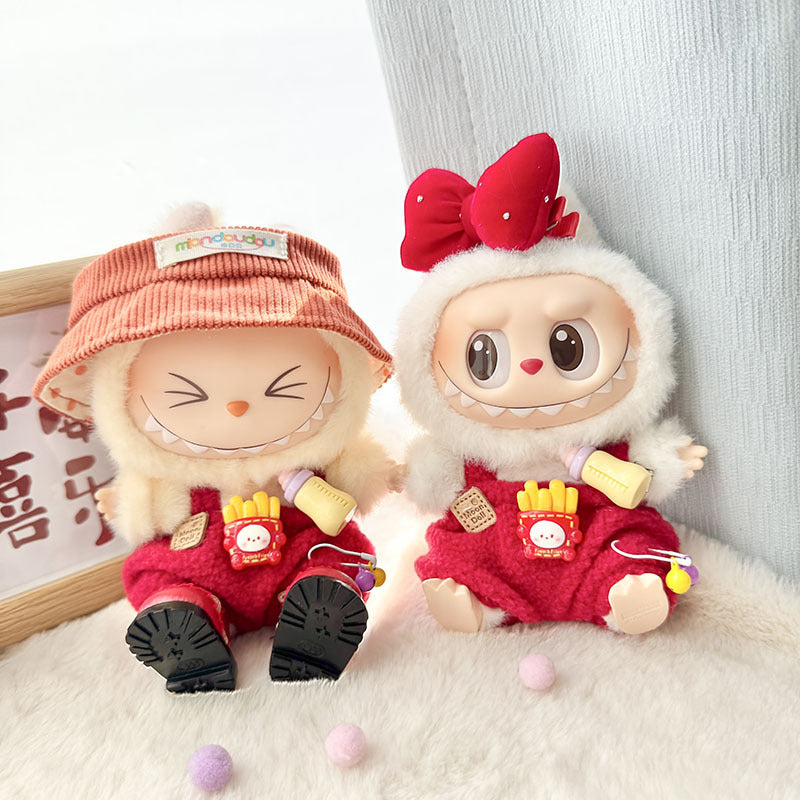 [Clothes only] First and second generation keychain Labubu clothes pendant Labubu New Year's baby clothes bottle overalls pants