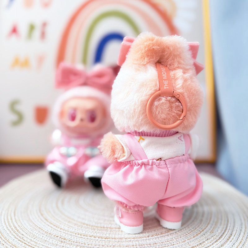 The first, second and third generation Labubu clothes pendant, Labubu sitting baby clothes powder, letter cloud powder, strap set is cute.