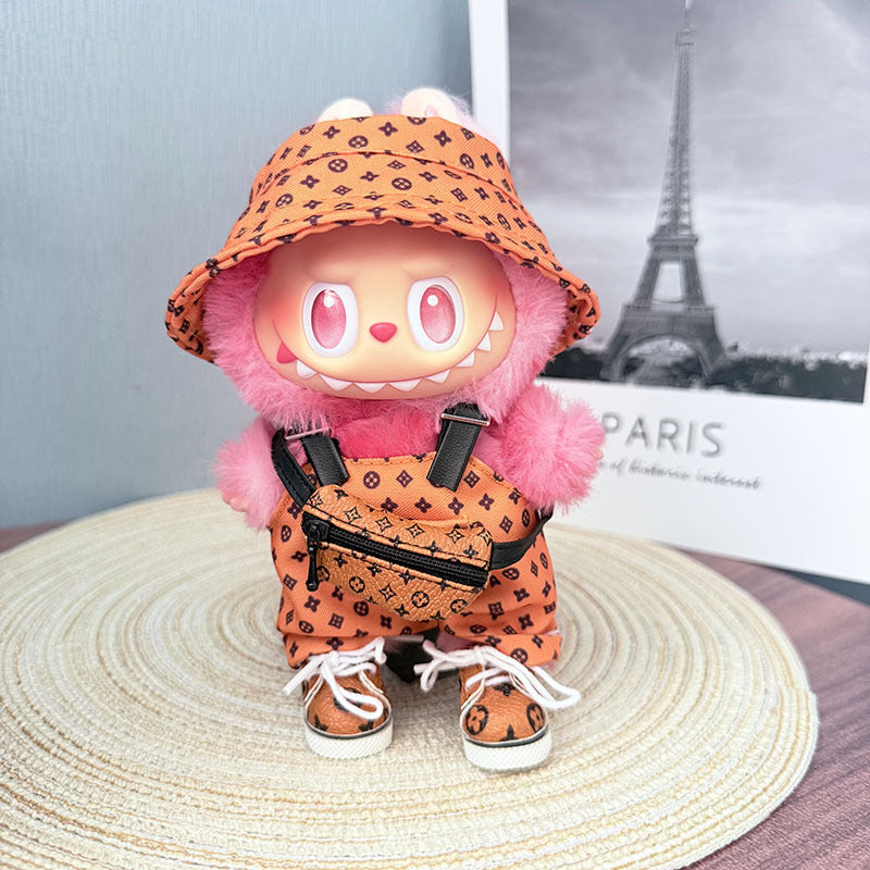 [Clothes only] One, two and three generations Labubu clothes pendant Labubu sitting baby clothes yellow big name bucket hat set