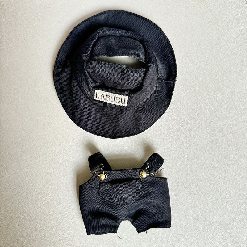 [Clothes only] One, two and three generations Labubu clothes pendant Labubu sitting party baby clothes green fisherman overalls