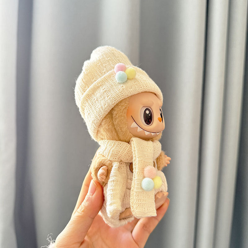 [Clothes only] First and second generation keychain Labubu clothes pendant Labubu sitting party winter color ball hat