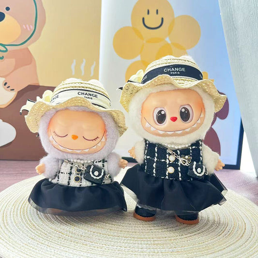 [Clothes only] First and second generation keychain Labubu clothes pendant Labubu pearl style small fragrant skirt women