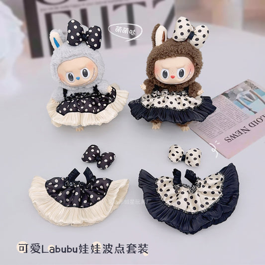 New labubu baby clothes set creative wear rabub clothes skirt bow two-piece set doll accessories