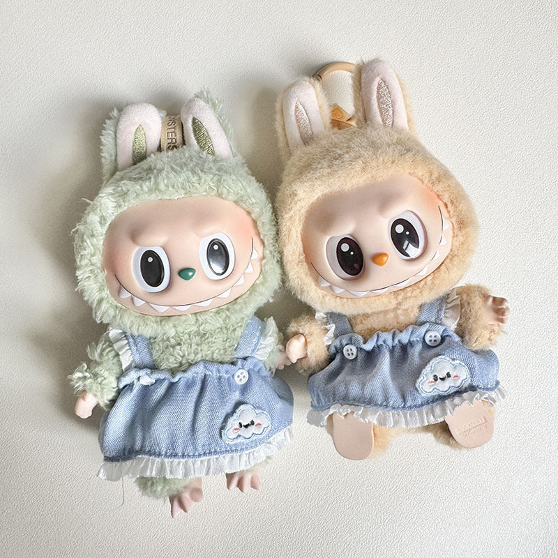 [Clothes only] First and second generation Labubu clothes pendant Labubu sitting party baby clothes cloud denim strap skirt