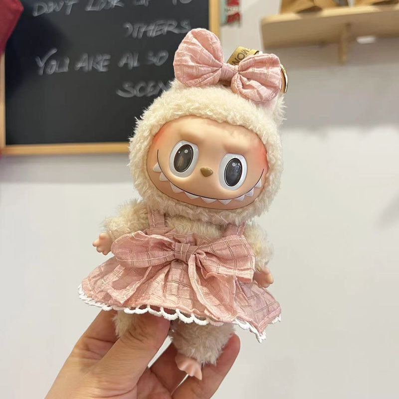 [Clothes only] 17cm pendant, Labubu clothes, keychain Labubu doll, replacement baby clothes, dinosaur onesie.