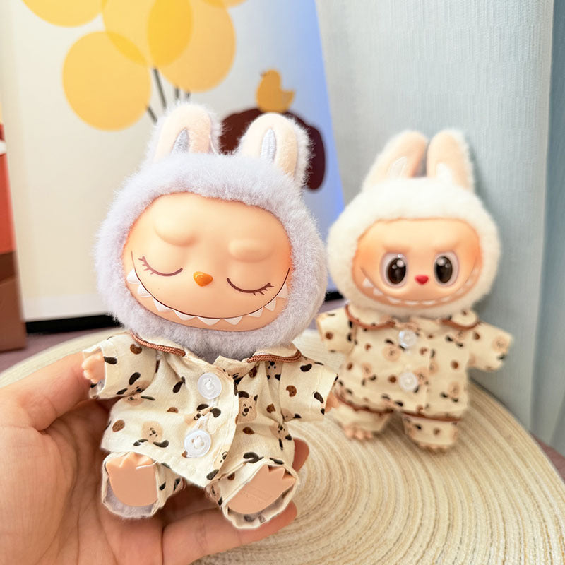 [Clothes only] One, two and three generations Labubu clothes pendant Labubu sitting baby clothes milk tea puppy pajamas set