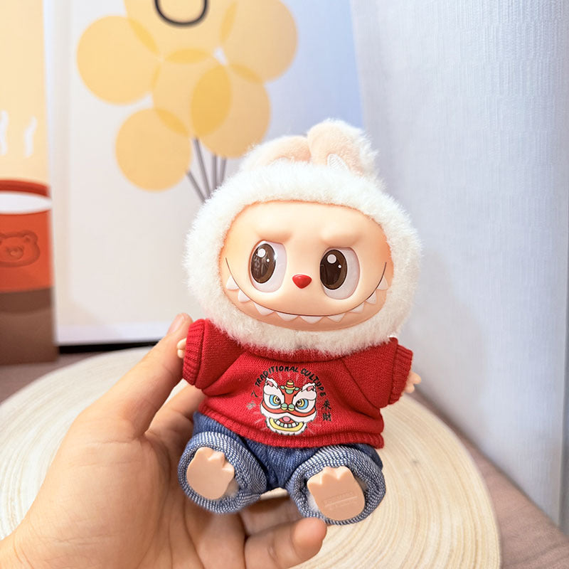 [Clothes only] One, two and three generations of keychains Labubu clothes pendant Labubu baby clothes denim cute dog overalls cute