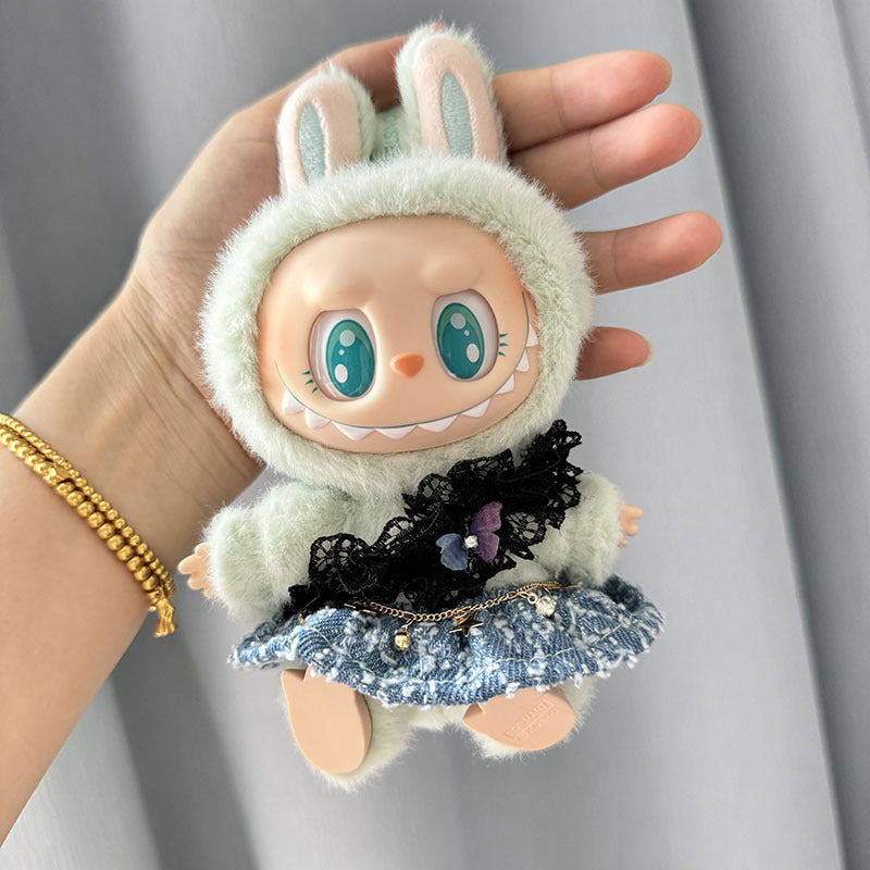 [Clothes only] 1st/2nd generation Labubu clothes pendant Labubu sitting party baby clothes Black Feather Kiss suit