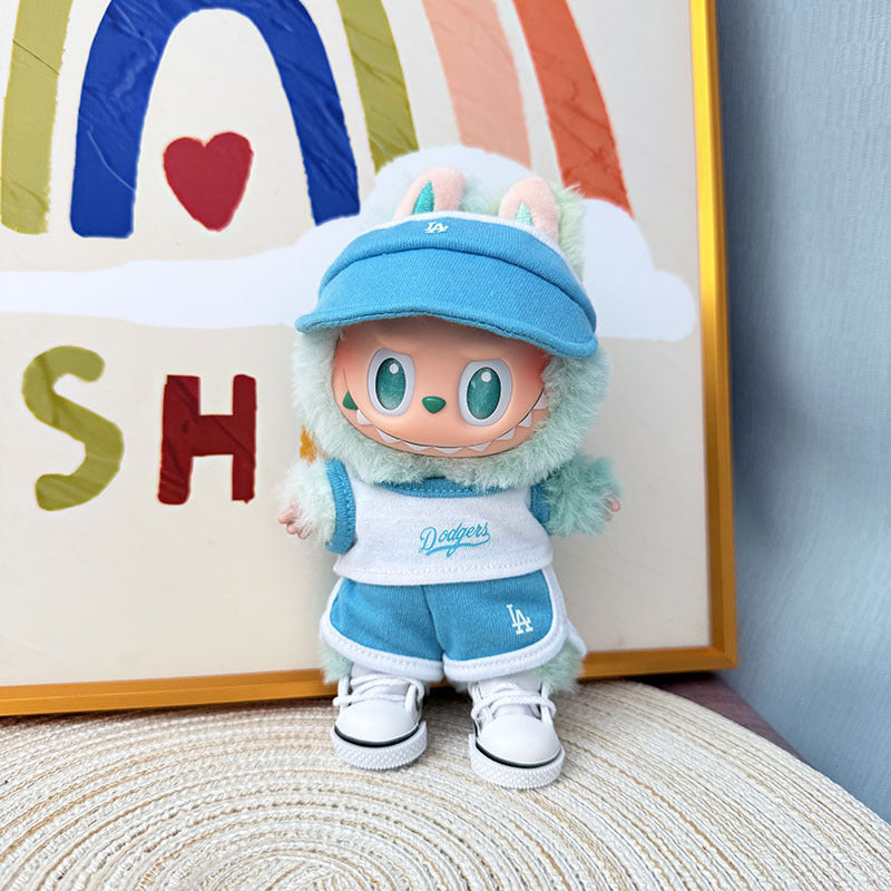 The first, second and third generation Labubu clothes pendant Labubu sitting party baby clothes peaked cap LA sports suit trend