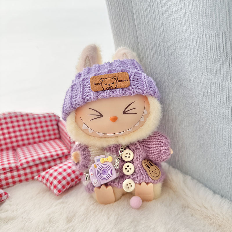 [Clothes only] First and second generation Labubu clothes pendant Labubu sitting party baby clothes wooden button sweater camera clothes