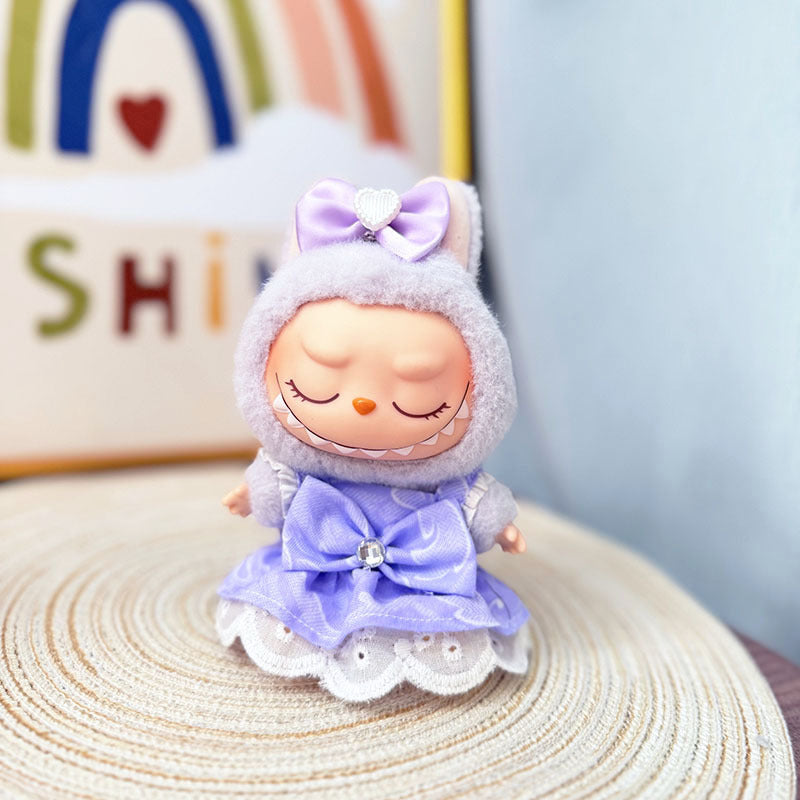 [Clothes only] One, two and three generations Labubu clothes pendant Labubu sitting baby clothes pink purple rhyme bow skirt