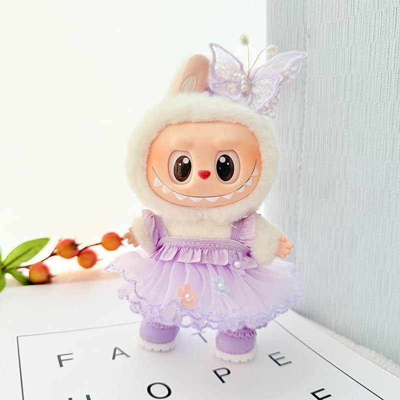 [Clothes only] First and second generation keychain Labubu clothes pendant Labubu baby clothes butterfly flower fairy gauze skirt
