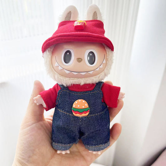 [Clothes only] 17cm pendant, rabub clothes, French fries, Hanfu strap set, labubu doll clothes, cute.