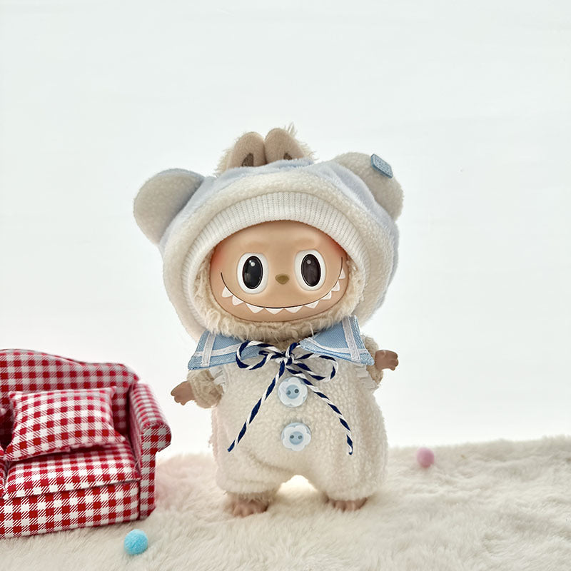 [Clothes only] First and second generation keychain Labubu clothes pendant Labubu baby clothes blue sky small white cloud three-piece set