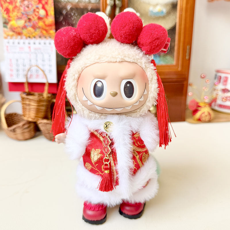 [Clothes only] First and second generation keychain Labubu clothes pendant Labubu sitting party New Year's greeting clothes Moe