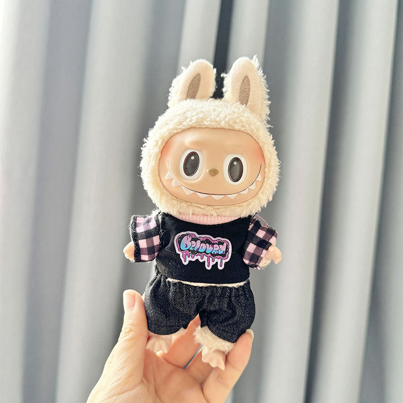 [Clothes only] First and second generation keychain Labubu clothes pendant Labubu baby clothes plaid hanging sleeve shirt creative cute