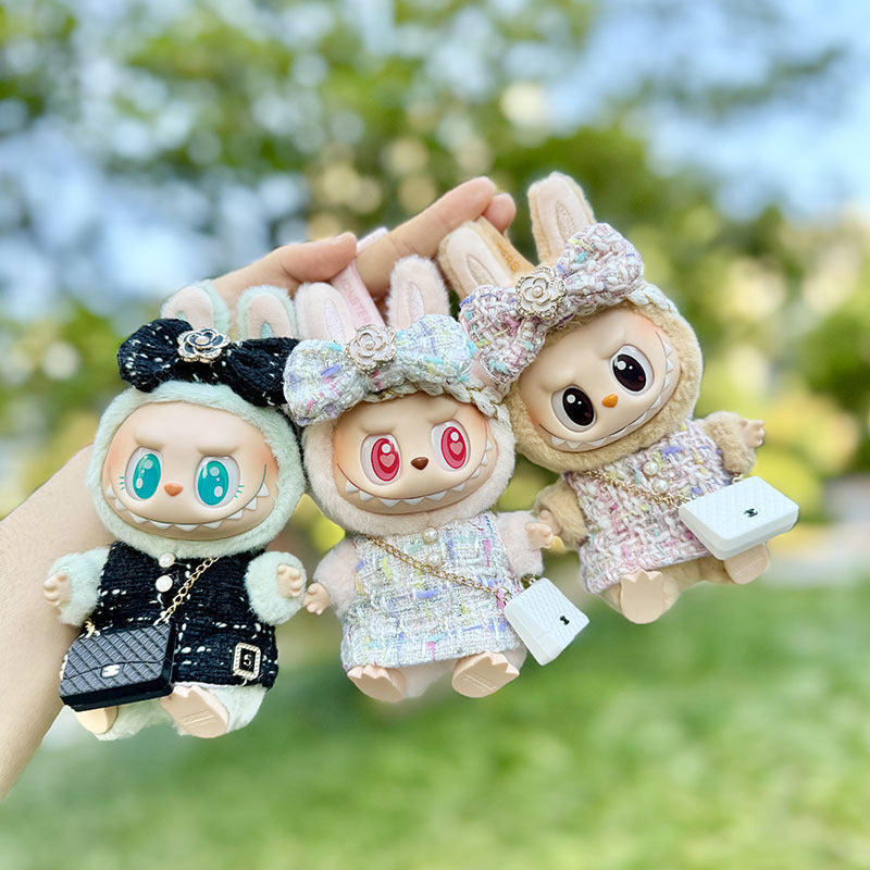 [Clothes only] The first, second and third generation keychain Labubu clothes pendant Labubu cloth colorful fragrant camellia + small C bag.