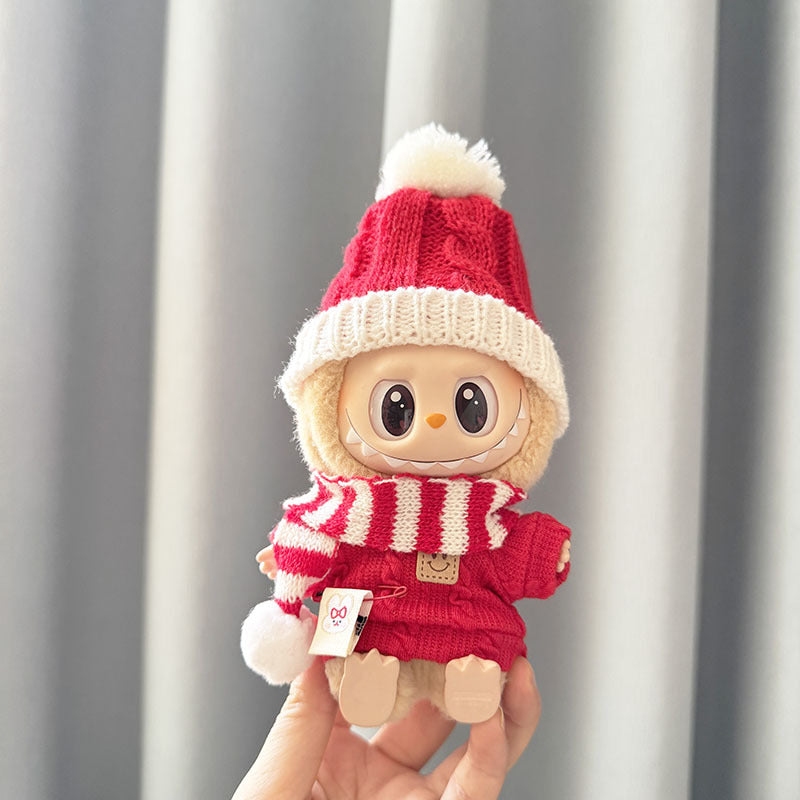 [Clothes only] First and second generation keychain Labubu clothes pendant Rabub sitting blue hat sweater knitted sweater