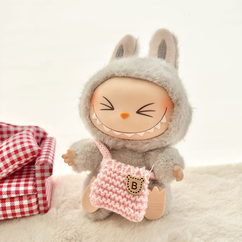 [Clothes only] The first, second and third generation keychain Labubu clothes pendant Labubu baby clothes striped buttons sweater set.