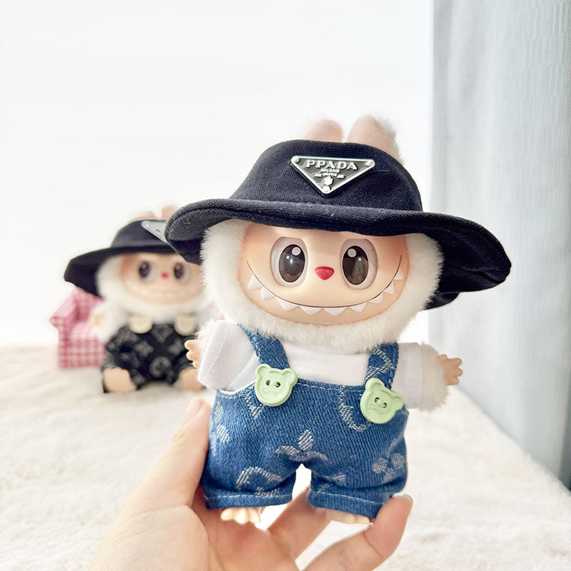 [Clothes only] First and second-generation Labubu clothes pendant Labubu sitting baby clothes New Year's lion red hairpin set