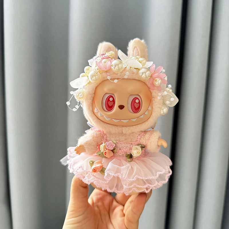 [Clothes only] First and second generation keychain Labubu clothes pendant Labubu baby clothes dress pearl hair accessories