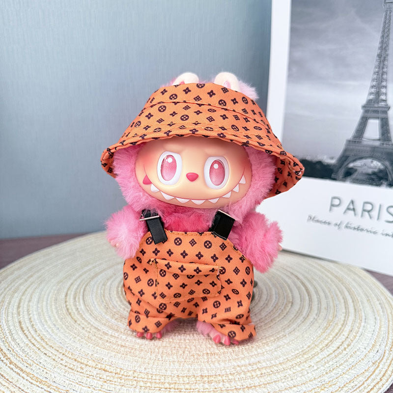 [Clothes only] One, two and three generations Labubu clothes pendant Labubu sitting baby clothes yellow big name bucket hat set
