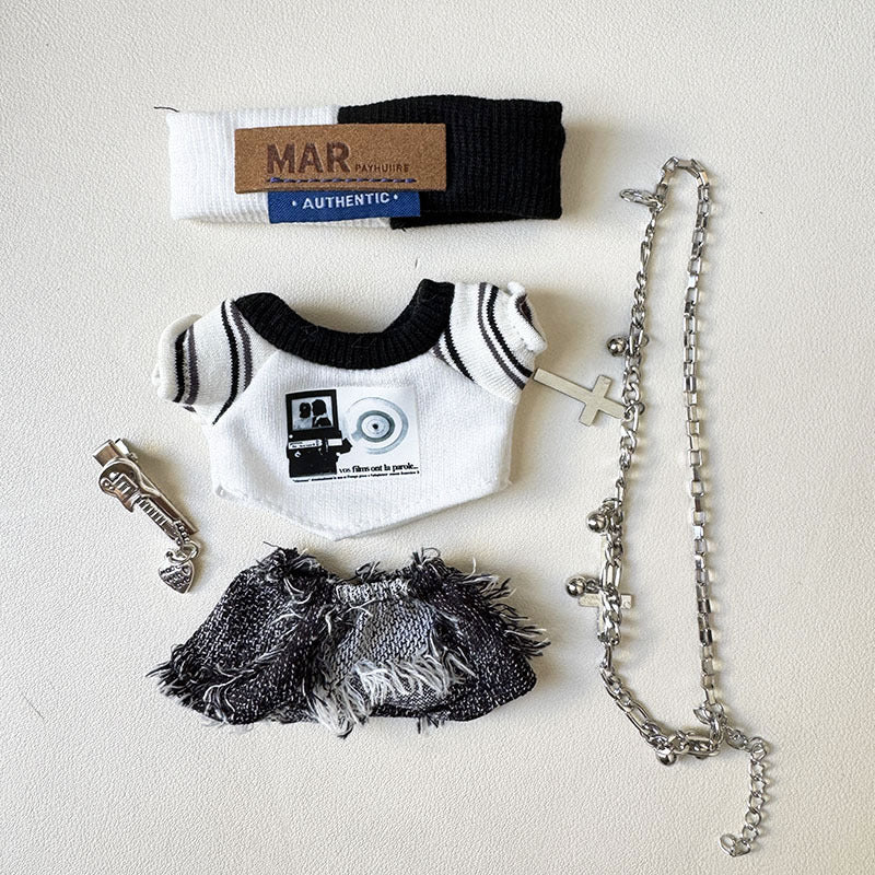 [Clothes only] First and second generation keychain Labubu clothes pendant Labubu baby clothes gray-tone aesthetic five-piece set cute