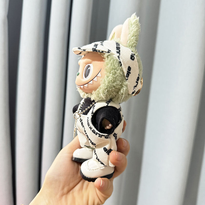 [Clothes only] First and second generation keychain Labubu clothes pendant Labubu cloth for cool letter overalls set