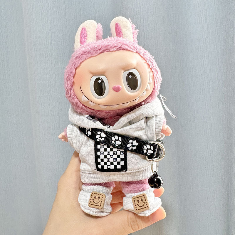 [Clothes only] 17cm Rab cloth with pendant labubu keychain baby clothes men fried street sweater trendy brand