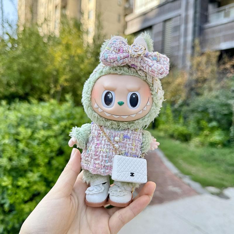 [Clothes only] The first, second and third generation keychain Labubu clothes pendant Labubu cloth colorful fragrant camellia + small C bag.