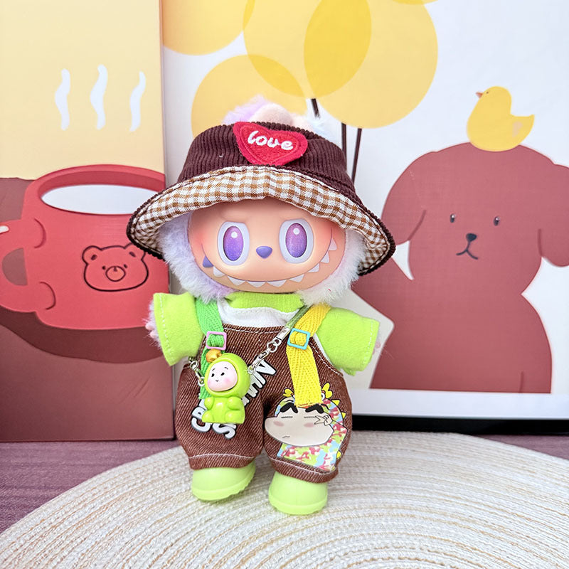 [Clothes only] One, two and three generations Labubu clothes pendant Labubu sitting baby clothes, small new overalls, cute and cute.