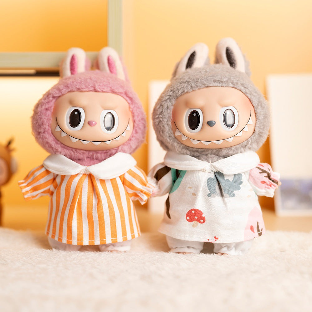 [Clothes only] 17cm pendant Labubu clothes Kindergarten two-piece keychain labubu doll clothes cute