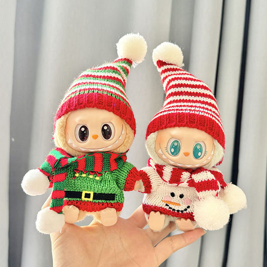 [Clothes only] First and second generation keychain Labubu clothes pendant Labubu baby clothes Christmas snowman pointed hat set
