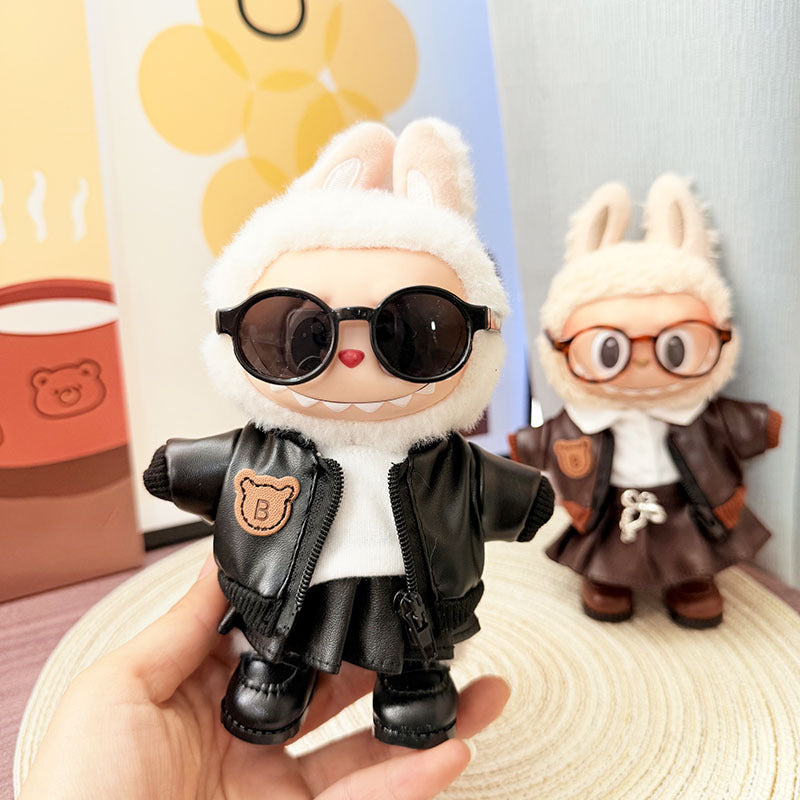 [Clothes only] 17cm Labubuwa clothes LABUBU blind box sitting party one, two, three generations of cool sweet leather clothes